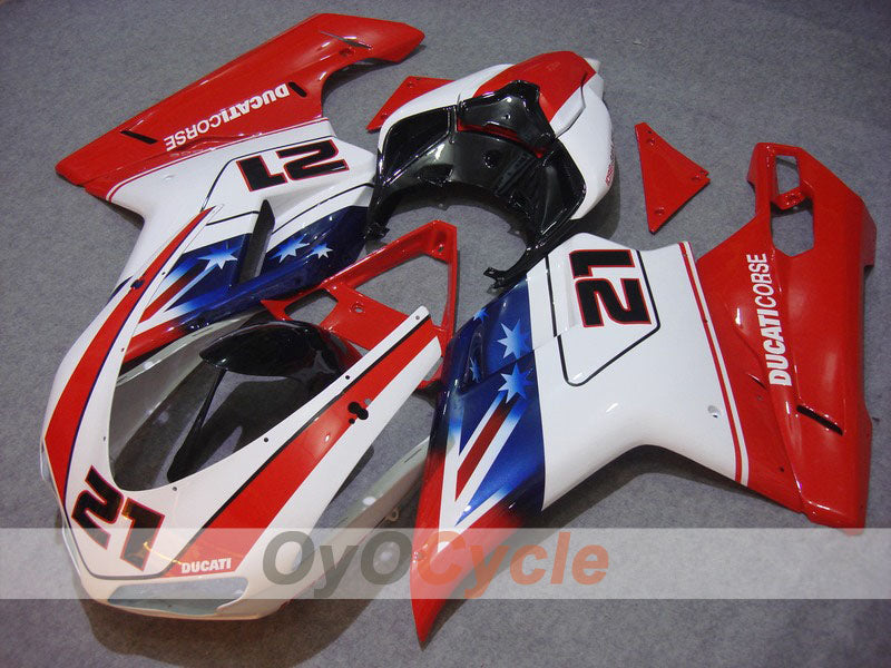 Kit de carénages injectés pour Ducati 848 08-13 - Rouge, blanc - Xerox #OYO87902250 Image principale du produit