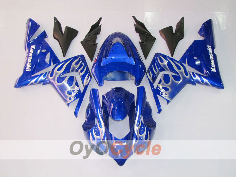 Kit de carénage injecté pour NINJA ZX-10R 04-05 - Bleu, blanc - Flamme #OYO87901535