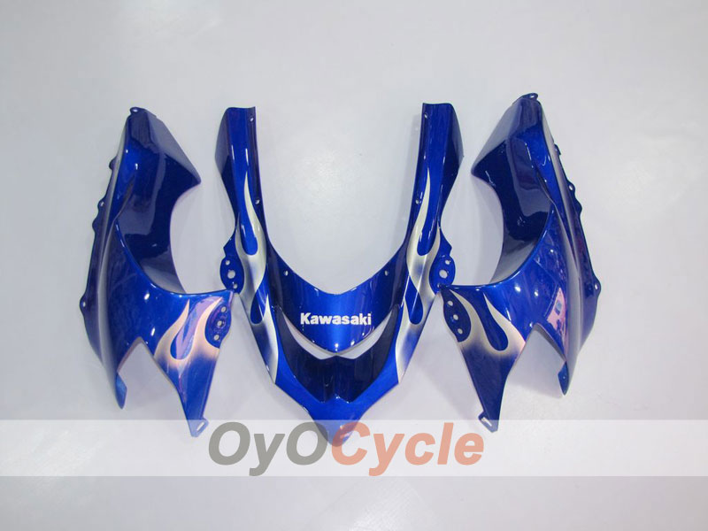 Kit de carénage injecté pour NINJA ZX-10R 04-05 - Bleu, blanc - Flamme #OYO87901535