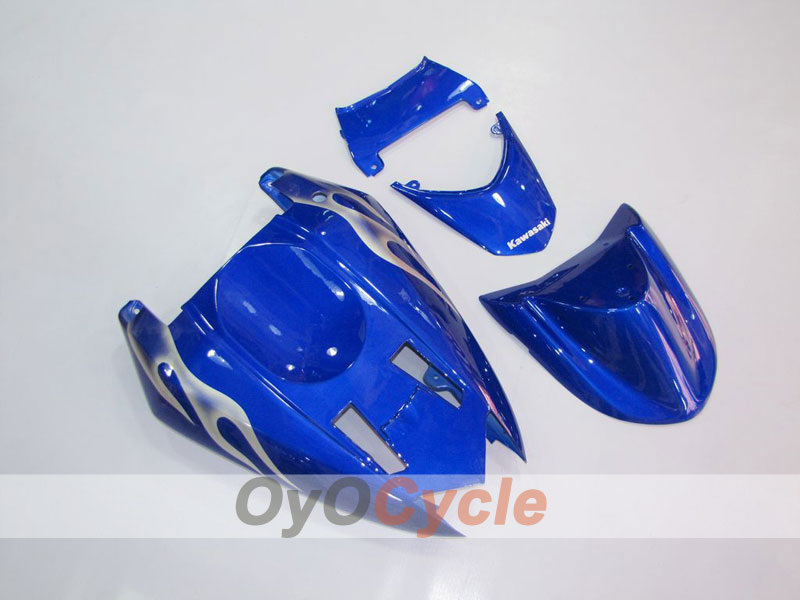 Kit de carénage injecté pour NINJA ZX-10R 04-05 - Bleu, blanc - Flamme #OYO87901535