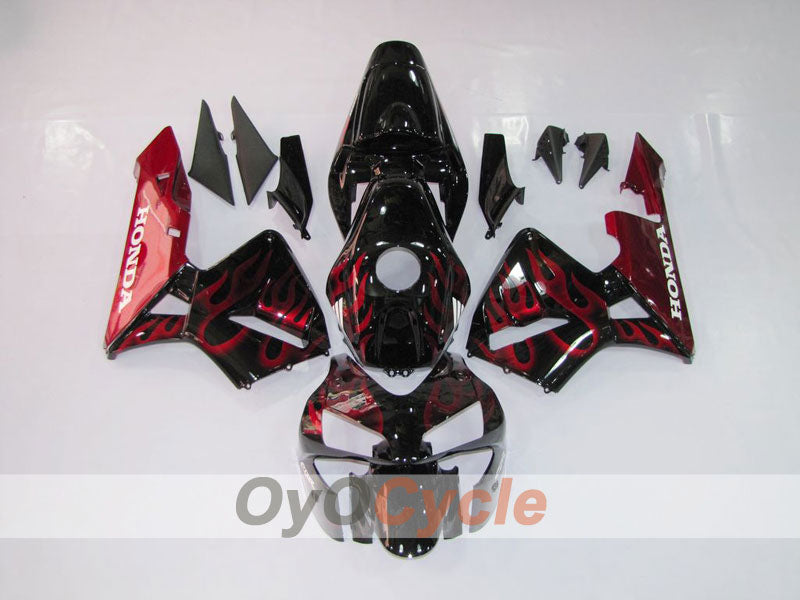 Kit de carénages à injection pour CBR600RR 03-04 - Rouge, noir - Flamme #OYO87902509