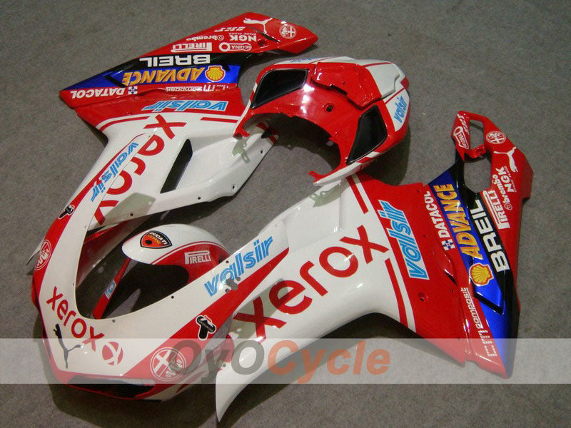 Kit de carénages injectés pour Ducati 848 08-13 - Rouge, blanc - Xerox #OYO87902251 Image principale du produit