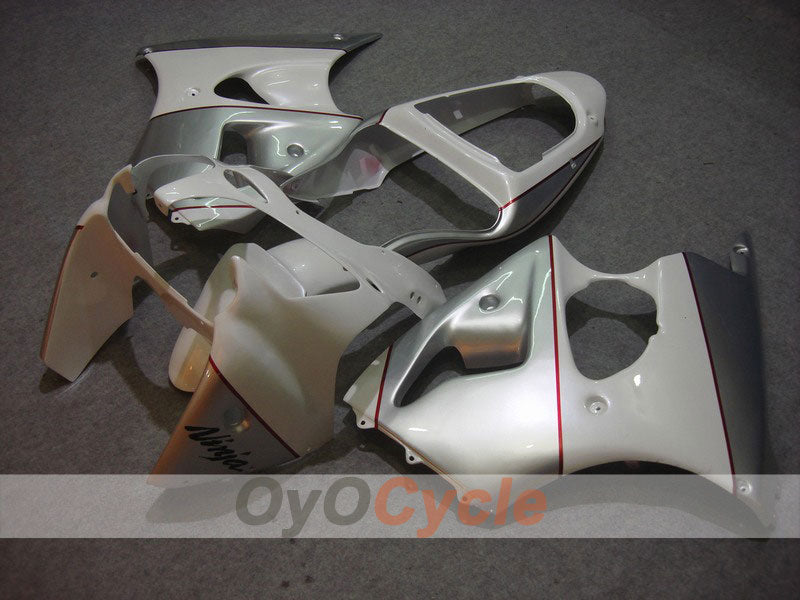 Kit de carénage à injection pour NINJA ZX-6R 00-02 - Blanc, Argent - Style d'usine #OYO87901701