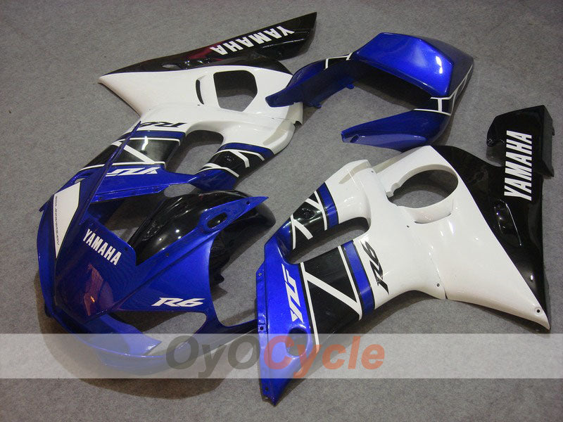 Kit de carénages injectés pour YZF-R6 98-02 - Bleu, blanc - Style usine #OYO87901016