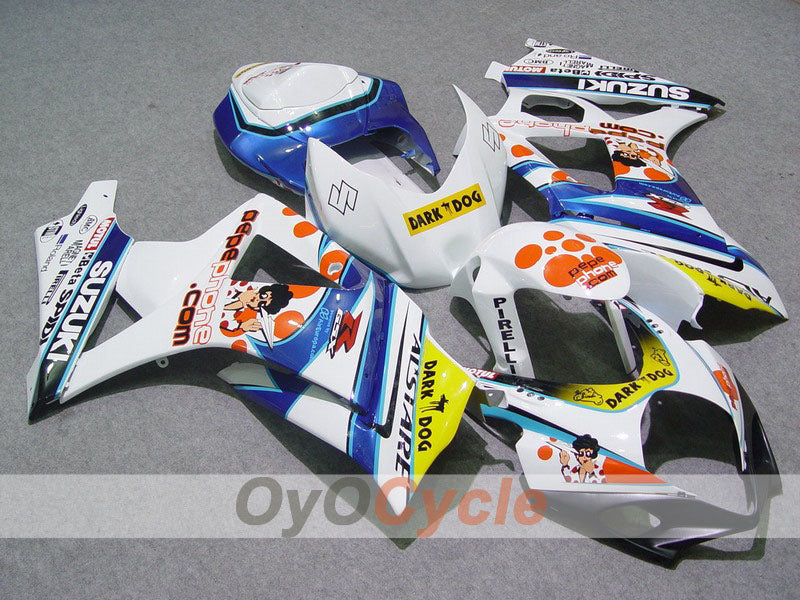Kit de carénage à injection pour GSX R1000 07-08 - Bleu, Blanc - Dark Dog, MOTUL #OYO87902087