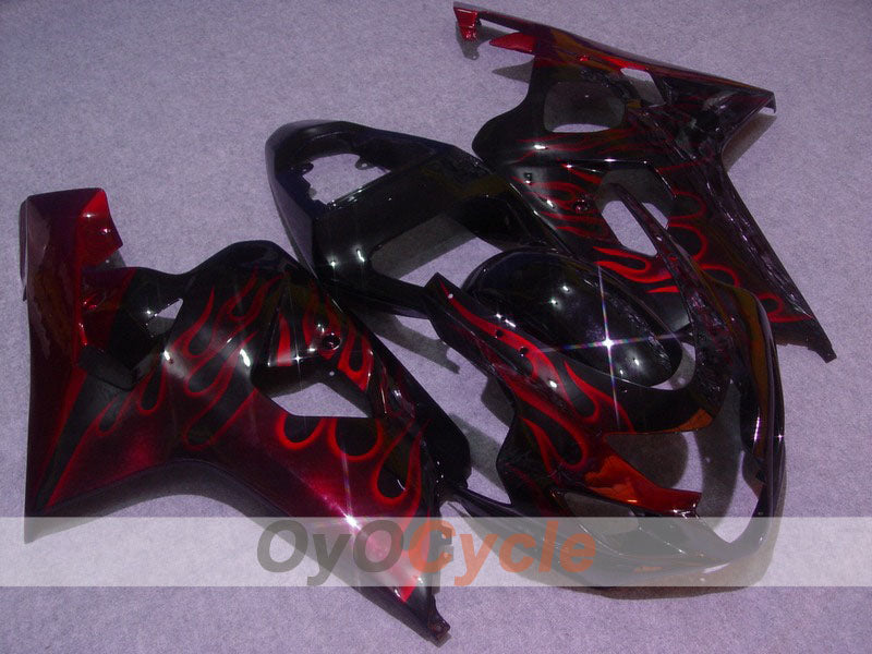 Kit de carénage à injection pour GSX R750 04-05 - Rouge, Noir - Flammes #OYO87901251 Image principale du produit
