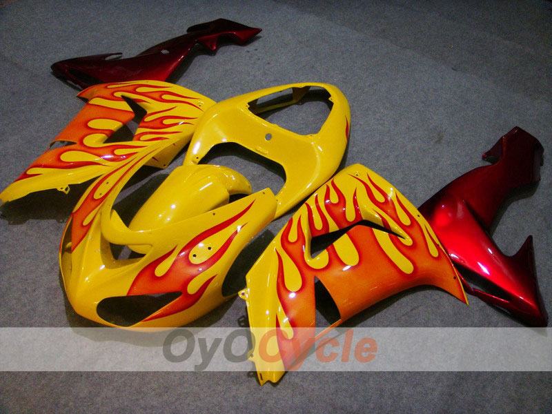 Kit de carénage à injection pour NINJA ZX-10R 06-07 - Rouge, Jaune - Flamme #OYO87901595