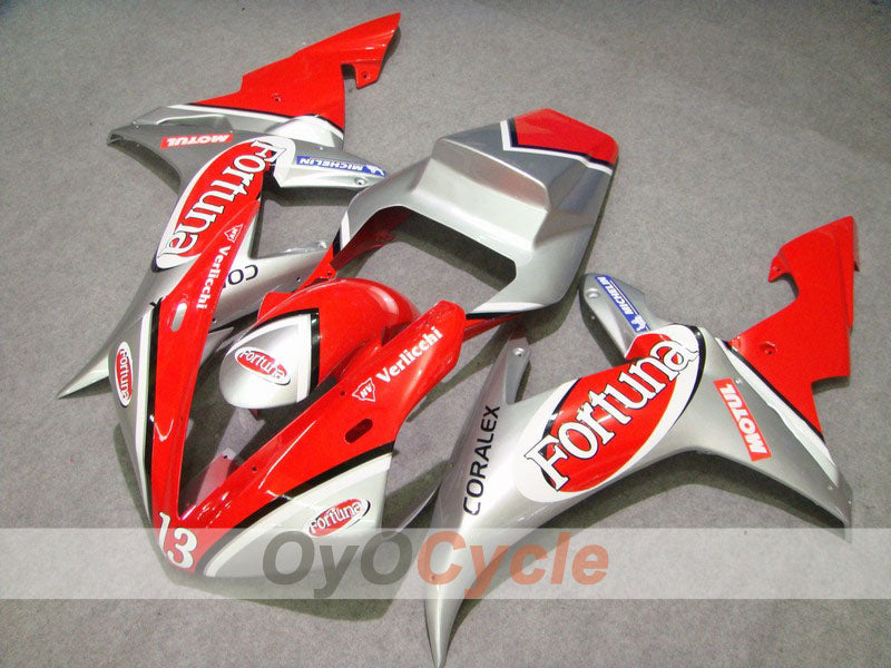 Kit de carénage à injection pour YZF-R1 02-03 - Rouge, argent - Fortuna, MOTUL #OYO87900797