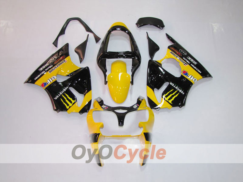 Kit de carénage injecté pour NINJA ZX-6R 00-02 - Jaune, noir - Monster #OYO87901716