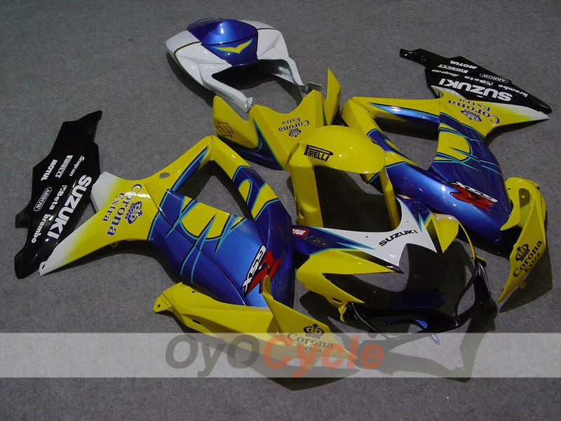 Kit de carénage à injection pour GSX R750 08-10 - Jaune, Bleu - Corona #OYO87901388