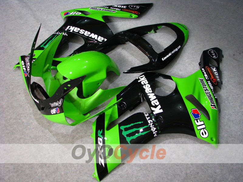 Kit de carénage à injection pour NINJA ZX-6R 03-04 - Vert, Noir - Monster #OYO87901812