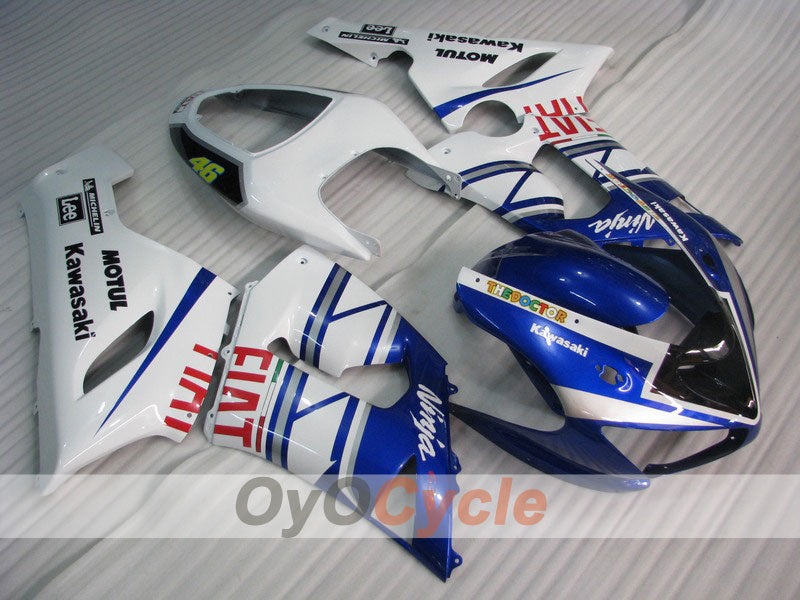Kit de carénages injectés pour NINJA ZX-6R 05-06 - Bleu, Blanc - FIAT #OYO87901863 Image principale du produit