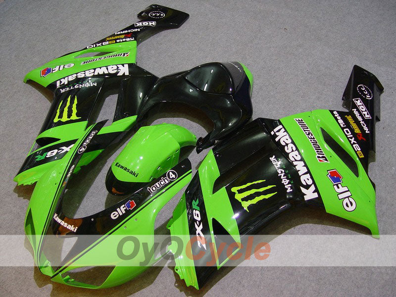 Kit de carénage à injection pour NINJA ZX-6R 07-08 - Vert, noir - Monster #OYO87901957