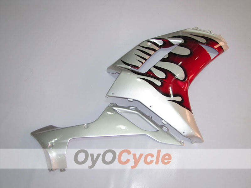 Kit de carénage à injection pour NINJA ZX-6R 07-08 - Rouge, Argent - Flamme #OYO87901933