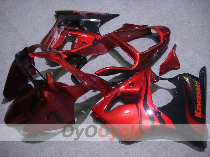 Kit de carénage à injection pour NINJA ZX-6R 00-02 - Rouge, noir - Flamme #OYO87901712