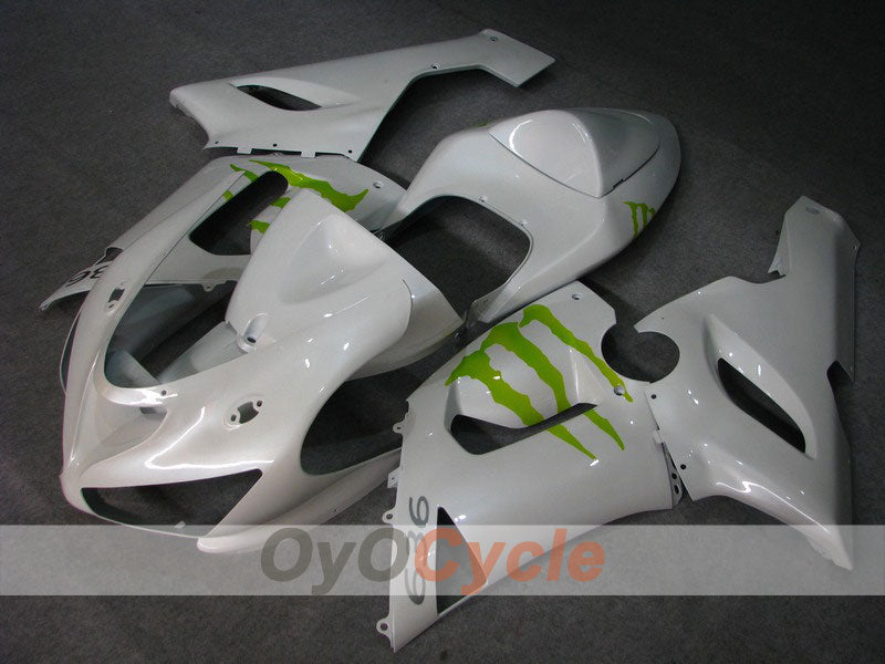 Kit de carénages à injection pour NINJA ZX-6R 05-06 - Vert, Blanc - Monster #OYO87901882
