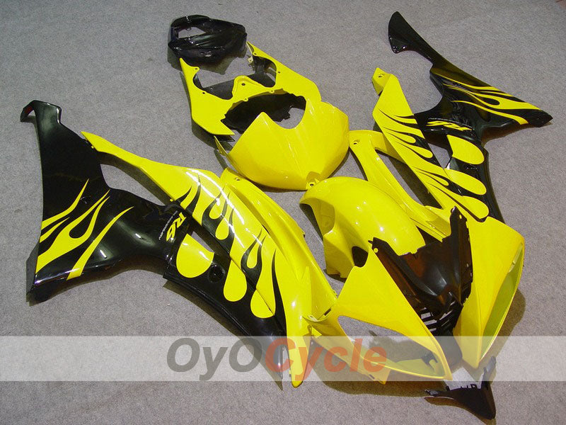 Kit de carénage à injection pour YZF-R6 08-16 - Jaune, Noir - Flamme #OYO87900967