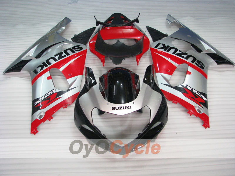 Kit de carénage à injection pour GSX R1000 00-02 - Rouge, Noir, Argent - Style usine #OYO87905185