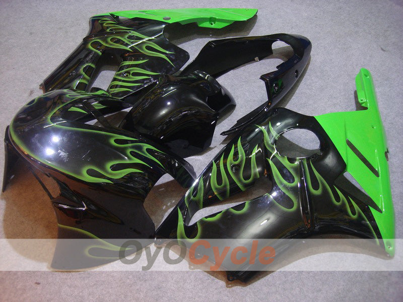Kit de carénage injecté pour NINJA ZX-12R 02-05 - Vert, noir - Flammes #OYO87903098