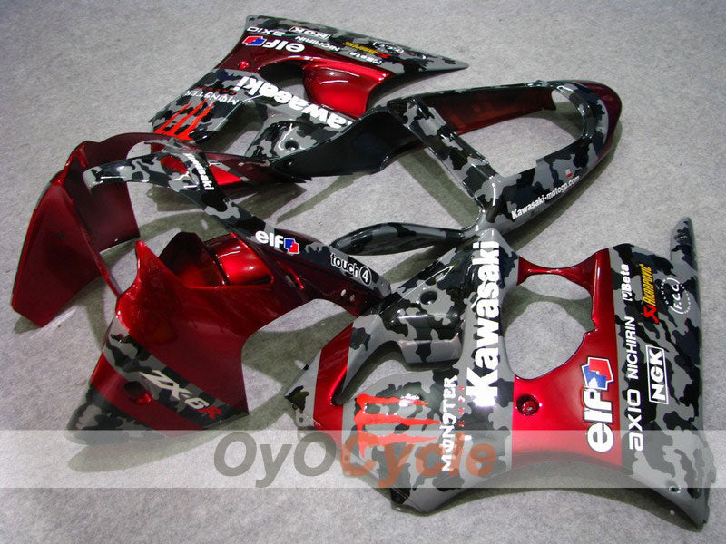 Kit de carénage injecté pour NINJA ZX-6R 00-02 - Rouge, gris - Monster #OYO87901720