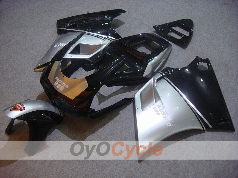 Kit de carénage injecté pour Ducati 996 99-02 - Noir, argenté - Style d'usine #OYO87902208
