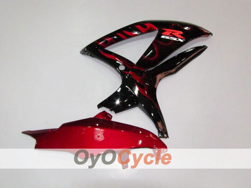 Kit de carénage à injection pour GSX R600 08-10 - Rouge, Noir - Flame #OYO87901624