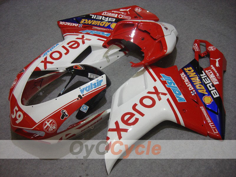 Kit de carénages injectés pour Ducati 848 08-13 - Rouge, blanc - Xerox #OYO87902257 Image principale du produit