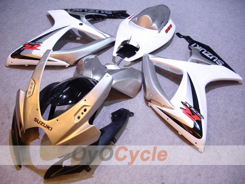 Kit de carénage injecté pour GSX R600 06-07 - Blanc, argent - Style d'usine #OYO87901569
