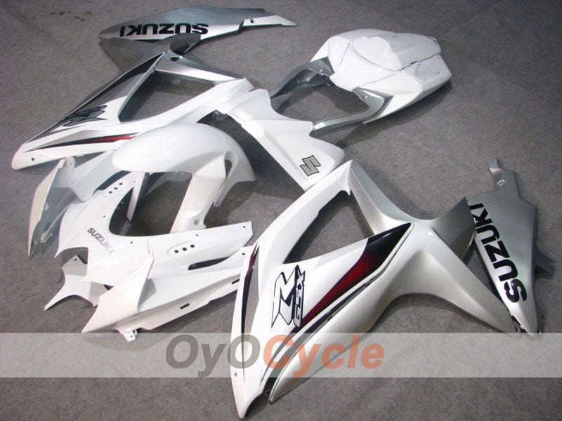Kit de carénage à injection pour GSX R600 08-10 - Blanc, Argent - Style usine #OYO87901670