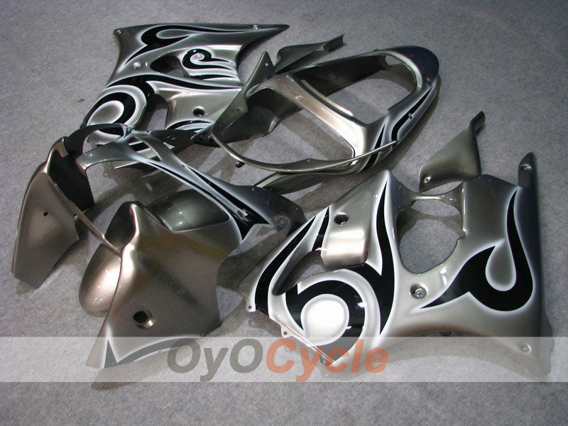 Kit de carénage à injection pour NINJA ZX-6R 00-02 - Noir, argent - Style d'origine #OYO87901703