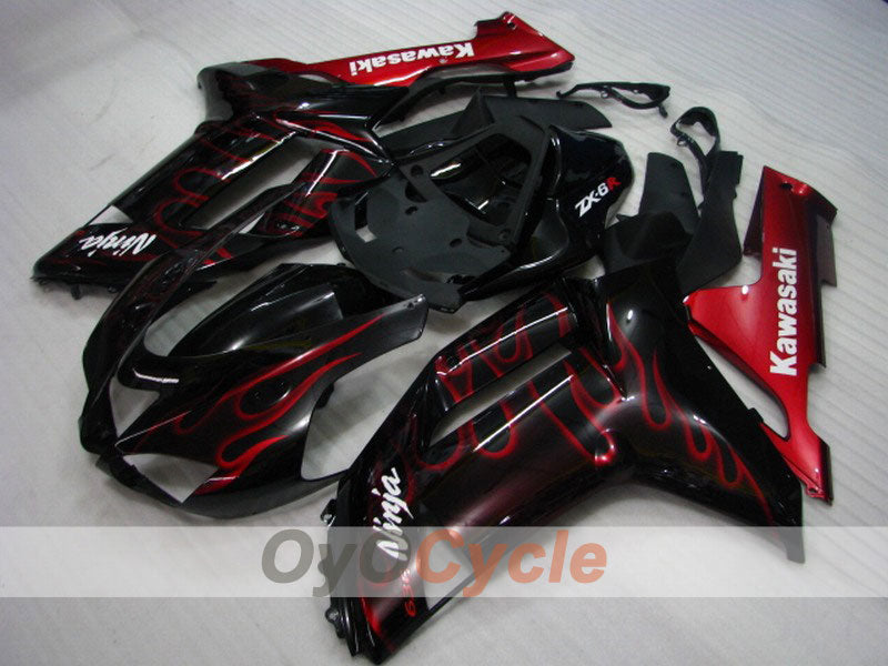 Kit de carénage à injection pour NINJA ZX-6R 07-08 - Rouge, Noir - Flamme #OYO87901937 Image principale du produit