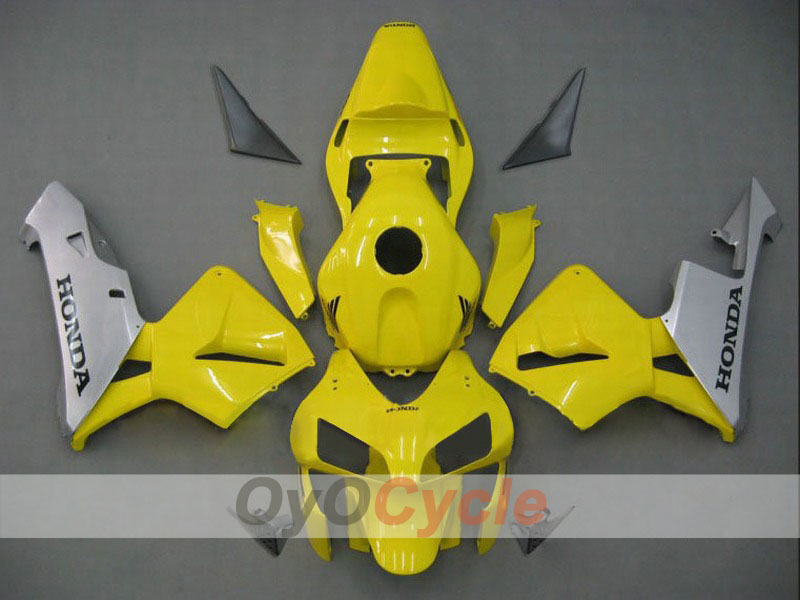 Kit de carénage injecté pour CBR600RR 03-04 - Jaune, argent - Style usine #OYO87902605