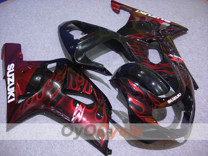 Kit de carénages à injection pour GSX R600 01-03 - Rouge, Noir - Flamme #OYO87901047 Image principale du produit