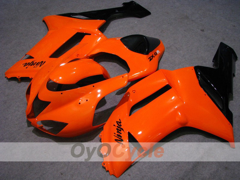Kit de carénages injectés pour NINJA ZX-6R 07-08 - Orange, Noir - Style d’origine #OYO87901914