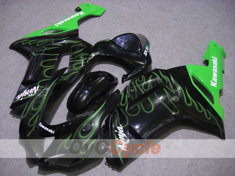 Kit de carénage à injection pour NINJA ZX-6R 07-08 - Vert, Noir - Flamme #OYO87901940 Image principale du produit