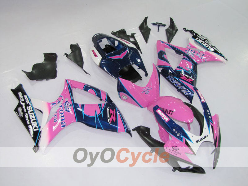 Kit de carénages à injection pour GSX R600 06-07 - Noir, Rose - Corona, MOTUL #OYO87901433