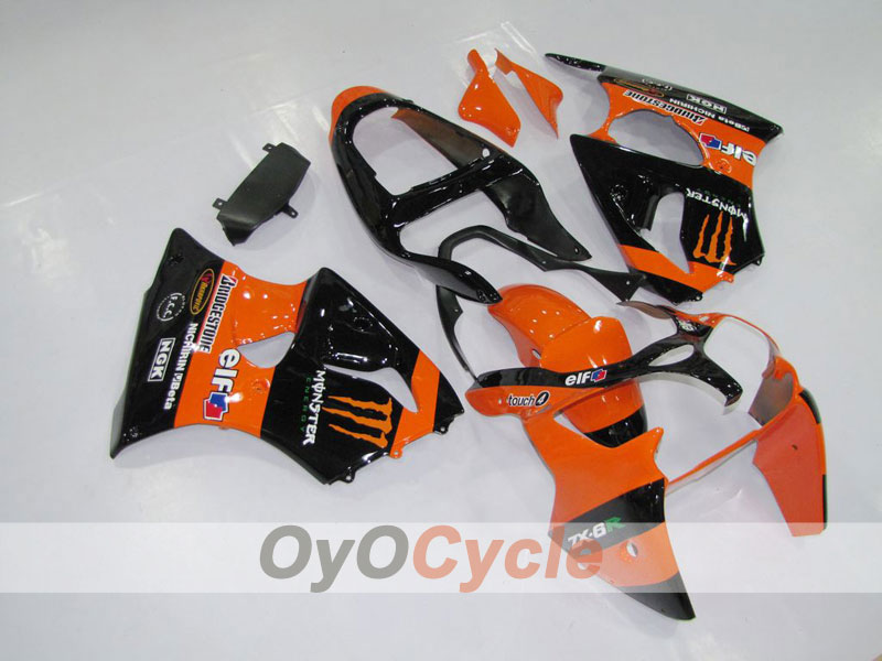 Kit de carénage injecté pour NINJA ZX-6R 00-02 - Orange, noir - Monster #OYO87901715