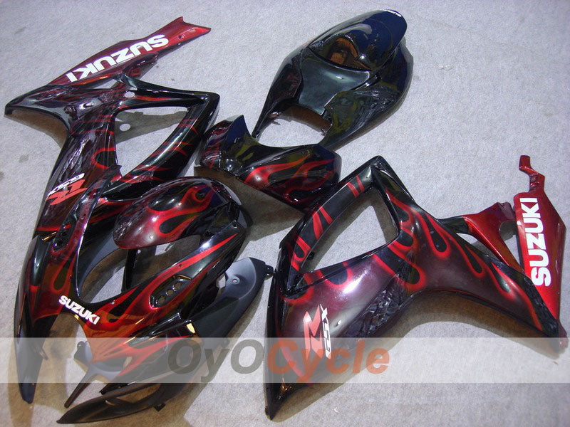 Kit de carénage à injection pour GSX R750 06-07 - Rouge, Noir - Flamme #OYO87901294 Image principale du produit