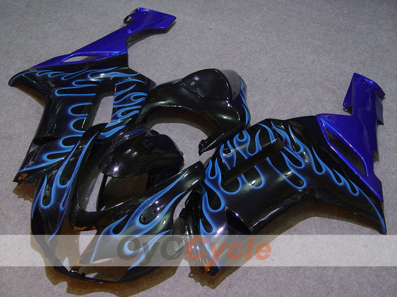 Kit de carénage à injection pour NINJA ZX-6R 07-08 - Bleu, Noir - Flamme #OYO87901941