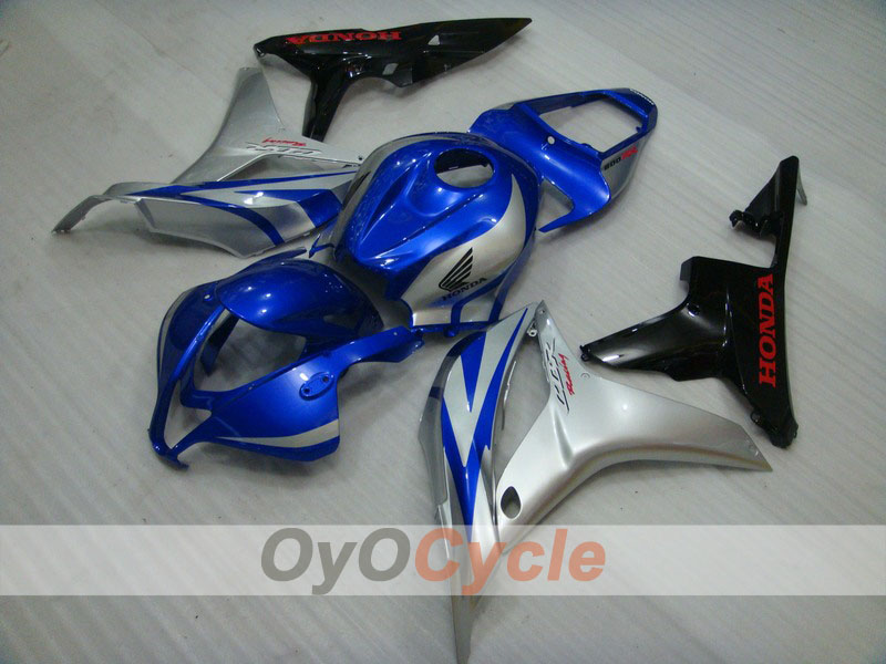 Kit de carénage moulé par injection pour CBR600RR 07-08 - Bleu, Argent - Style d’origine #OYO87900409