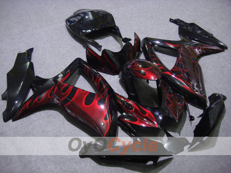 Kit de carénage à injection pour GSX R600 08-10 - Rouge, noir - Flame #OYO87901630