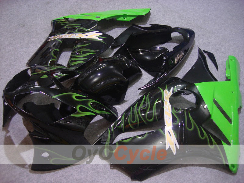 Kit de carénage à injection pour NINJA ZX-12R 02-05 - Vert, Noir - Flamme #OYO87903090 Image principale du produit