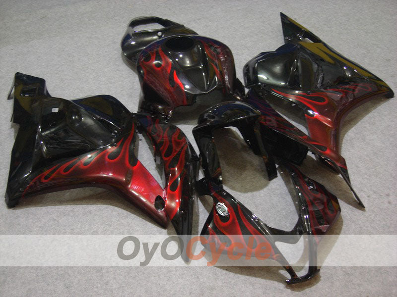 Kit de carénage à injection pour CBR600RR 09-12 - Rouge, Noir - Flame #OYO87900442