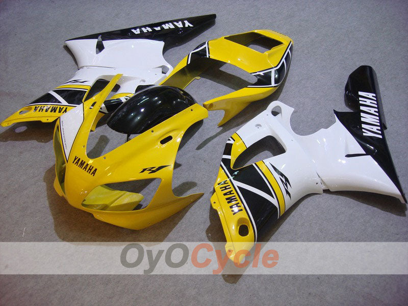 Kit de carénages moulés par injection pour YZF-R1 98-99 - Jaune, blanc - Style d'origine #OYO87900753