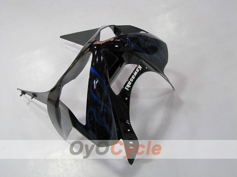 Kit de carénage à injection pour NINJA ZX-6R 03-04 - Bleu, noir - Flammes #OYO87901793