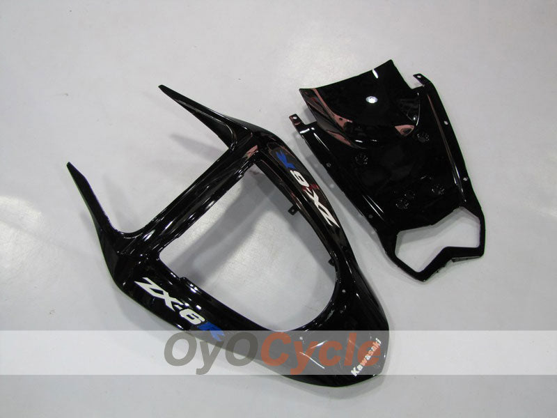 Kit de carénage à injection pour NINJA ZX-6R 03-04 - Bleu, noir - Flammes #OYO87901793
