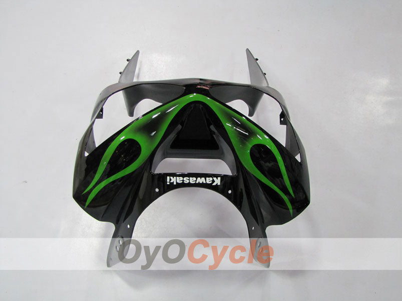 Kit de carénage à injection pour NINJA ZX-6R 03-04 - Vert, noir - Flammes #OYO87901795