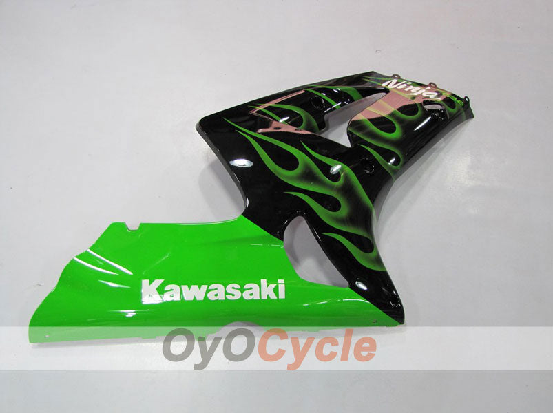 Kit de carénage à injection pour NINJA ZX-6R 03-04 - Vert, noir - Flammes #OYO87901795