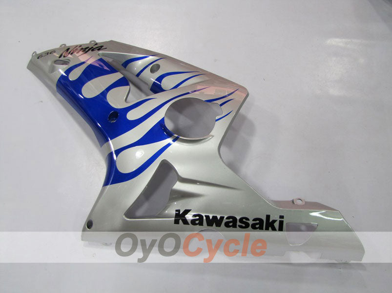 Kit de carénage à injection pour NINJA ZX-6R 03-04 - Bleu, argent - Flammes #OYO87901797