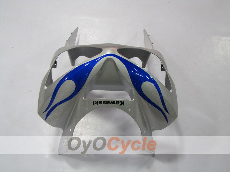 Kit de carénage à injection pour NINJA ZX-6R 03-04 - Bleu, argent - Flammes #OYO87901797